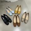Fashion SUOJIALUN 2025 Spring New Brand Women Flat Shoes Fashion Candy Color Ladies Elegant Boat Shoes Soft Flat Heel Slip On Ballerinas