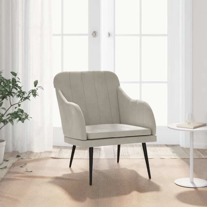 351454 vidaXL Armchair Light Grey 63x76x80 Cm Velvet