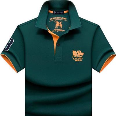 Мужская летняя футболка-поло высокого класса: Короткий рукав, отложной воротник, свободный крой, большой размер, модный тренд.