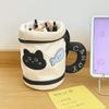 Настольное хранение Мультяшный кот Пенал Корейский стиль Форма стакана для воды Ручной контейнер для ручек Эстетичный Большая вместимость