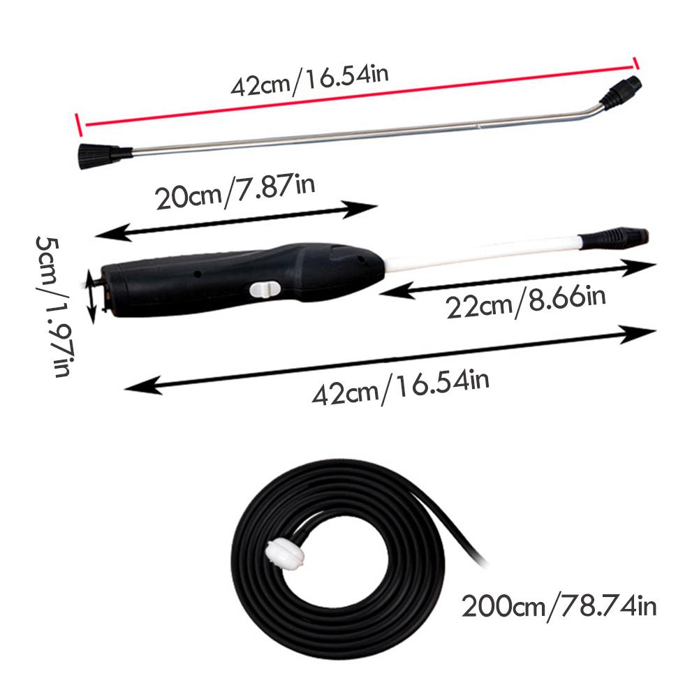 Распылитель на батарейках, перезаряжаемый электрический распылитель с 2 режимами, гибкая шейка, 6,6-футовый водяной шланг для полива и мытья растений