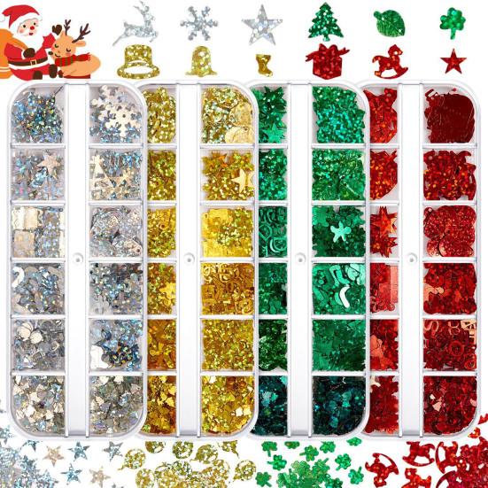 1 коробка блесток для ногтей Ультратонкие яркие цвета смешанной формы Широкое применение Легко наносится Декоративный ПЭТ