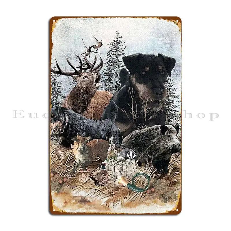 German Hunting Terrier Jagdterrier Metal Sign Garage Garage Wall Plaque Wall Print Tin Sign Poster