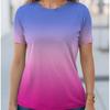 Summer Round Neck 3D Gradient Print T-shirts Fashionable Casual Short Sleeved Women's T-shirts