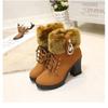 Snow Boots for Women 35-42 Autumn and Winter Collection Thick Heel Short Leg Women's Boots Side Zipper Fashion Boots High-heeled Pendant