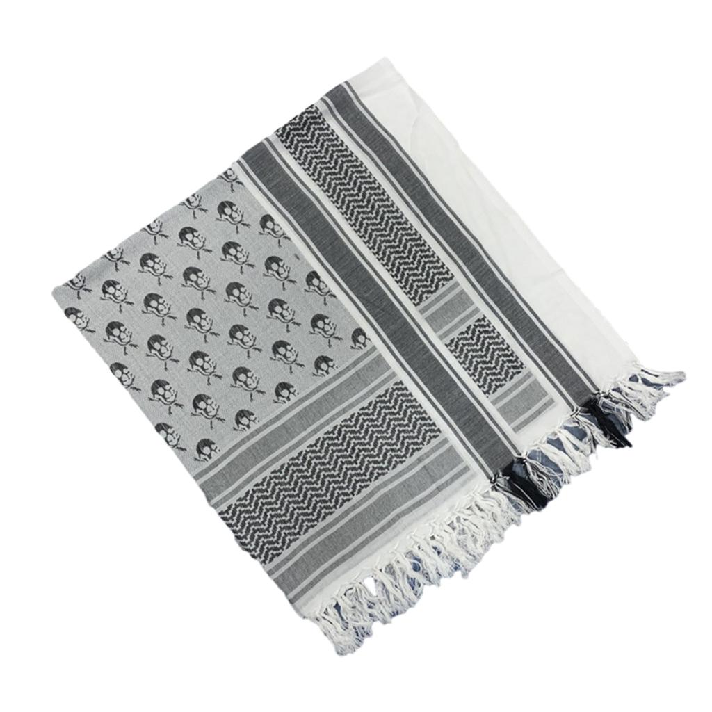 Shemagh Desert Scarf Black and White Arab Keffiyeh Shawl Wrap with Tassels Scarves Bandana Head Wraps for Men and Women
