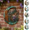 Indoor Outdoor Yard Ornaments Vintage Crescent Moon Wall Art, Fairy Witch Bee Dragonfly Iron Hanging Floral Metal Fence Accent Decor, Sculpture