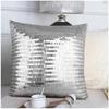 1pcs/set Modern Sequin Pillow Cover - Polyester Cushion Case for Sofa Bed Solid Color Home Decor Throw Pillow Slip Cover