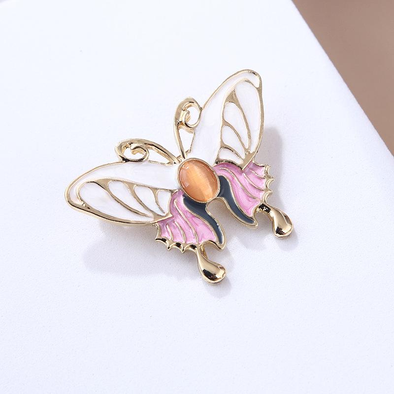 Капающее маслом Насекомое Животное Мода Изысканный Камень Кошачий глаз Бабочка Противодорожная Брошь Булавка Женские Аксессуары Брошь Ювелирные изделия