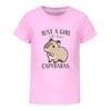 Kid Short Sleeve T Shirt Just A Girl Who Loves Capybara Cute Bow Tie Capybara Print O-Neck Tee Lovely Animal Graphic Girls Top