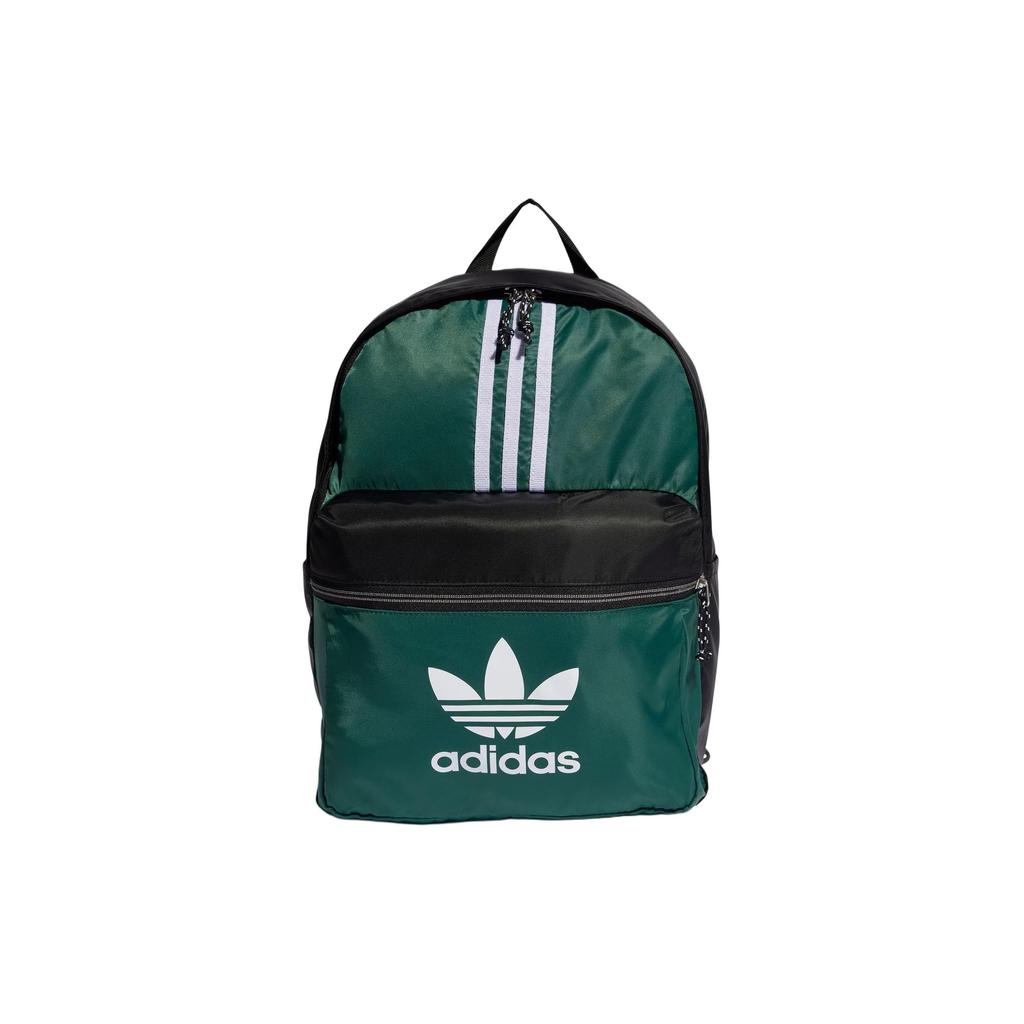 Adidas Originals Trefoil Logo Zip Closure Recycled Nylon Backpack Unisex Backpack Forest-Green IS4560