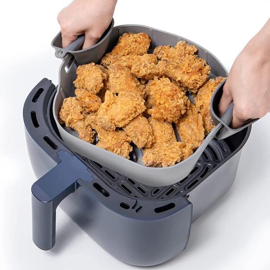 Air-Fryer Tray Heat Resistant Cooking Oil-proof Practical with Dual Handle Square Oven Baking Kitchen Supply