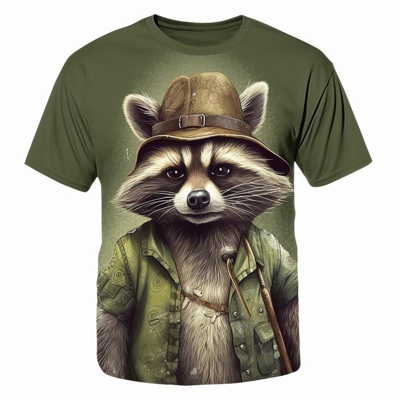 3d Print Funny Animal Raccoon T-Shirt For Men Summer Casual Short Sleeve T Shirt Streetwear