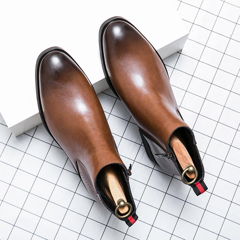 2024 Новые мужские классические ботильоны ручной работы из натуральной кожи с высоким верхом, повседневные деловые мотоциклетные ботинки на молнии для мужчин