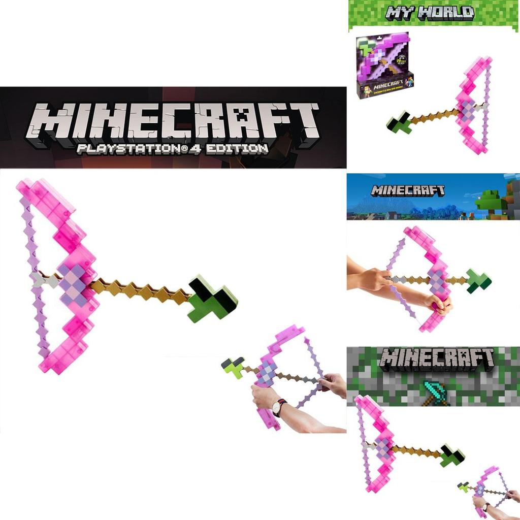 Игрушечный розовый лук и стрелы Minecraft для детей, пластиковый материал, размер упаковки 38*35,5 см