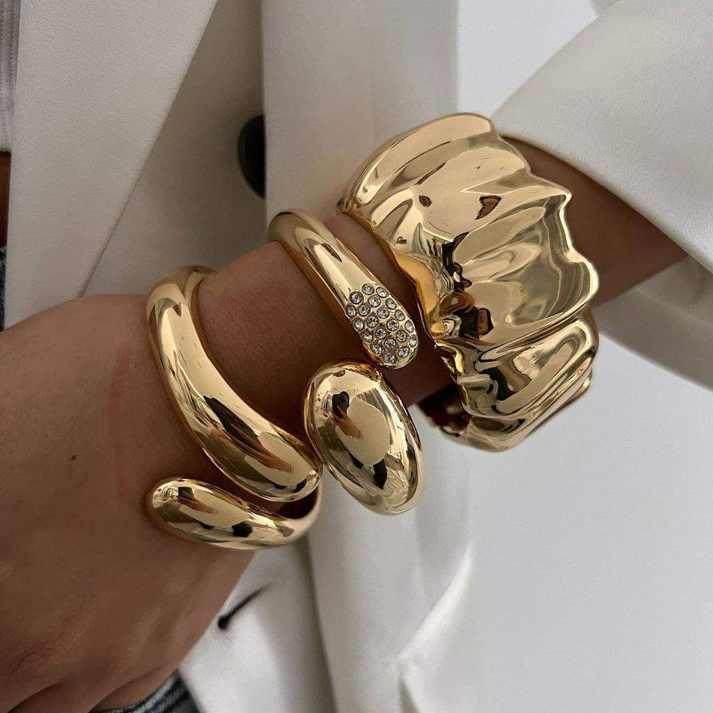 Металлические широкие браслеты-манжеты в виде неправильных капель воды, винтажные геометрические панк-браслеты для женщин, эффектная бижутерия