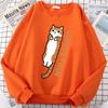 Веселая стройная оранжевая кошечка с милым принтом, толстовка с капюшоном для мужчин и женщин, свободная, удобная, с капюшоном с круглым вырезом, одежда