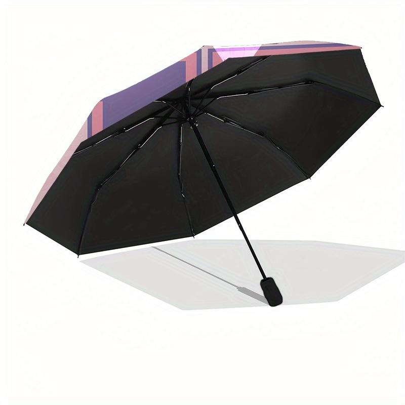 Kuromi,Character Automatic Folding Umbrella-Simple 8-Rib Design, Bright Cartoon Pattern, Durable Iron Frame, Suitable For Travel, Outdoor, B