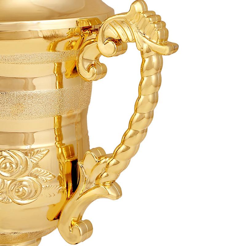 Electroplated Rose Flower Trophy with Lid for Sports Competitions