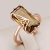 Hollow Inlay Square Light Tea Color Zircon Large Rings Elegant Geometric Jewelry Women Rings Accessories