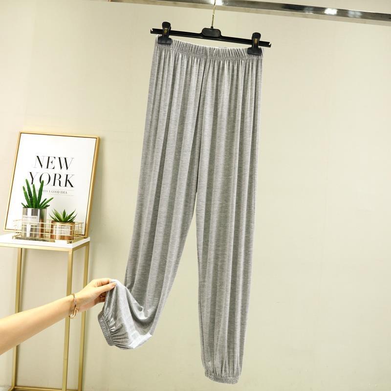 Женские однотонные прямые брюки с карманами, зауженные брюки, широкие брюки с эластичной резинкой на талии, повседневные свободные брюки, повседневные брюки для йоги для отдыха