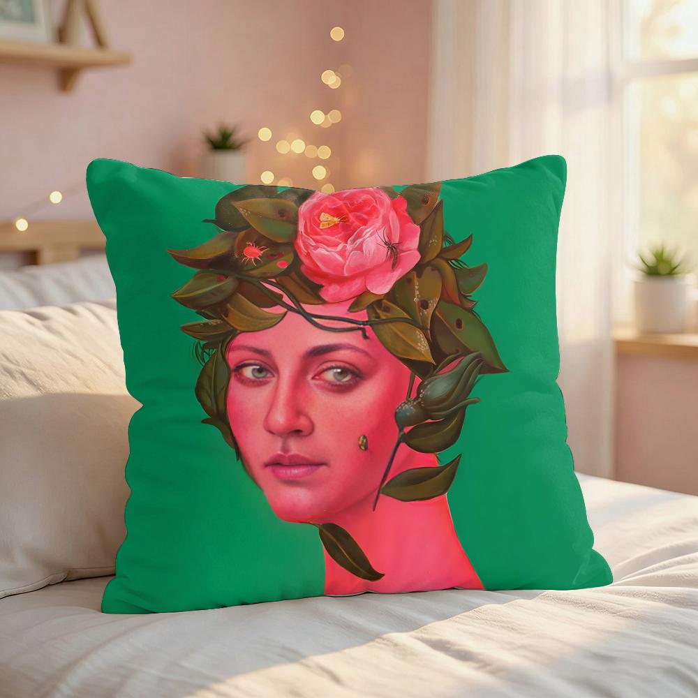 NNatasha Lelenco Abstract Art Cushion Cover Silky Short Plush Invisible Zipper Dustproof Sofa Pillow Case For Home Decor