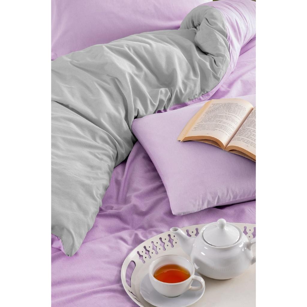 White Square Anthracite Single Duvet Cover Set With Rubber Sheet And 1 Pillow Case