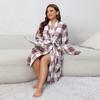Plus Size Robe Women's Fall and Winter Long-sleeved Facecloth Bathrobe Long Section Pajamas Homewear