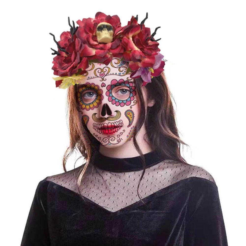 Halloween Rose Flower Crown Headband Hawaiian Mexican Hair Accessories  for Women