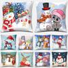 Cute Christmas Snowman Square Pillowcase Home Decoration Car Sofa Cover Anime Body Pillow  Outdoor Pillow Covers