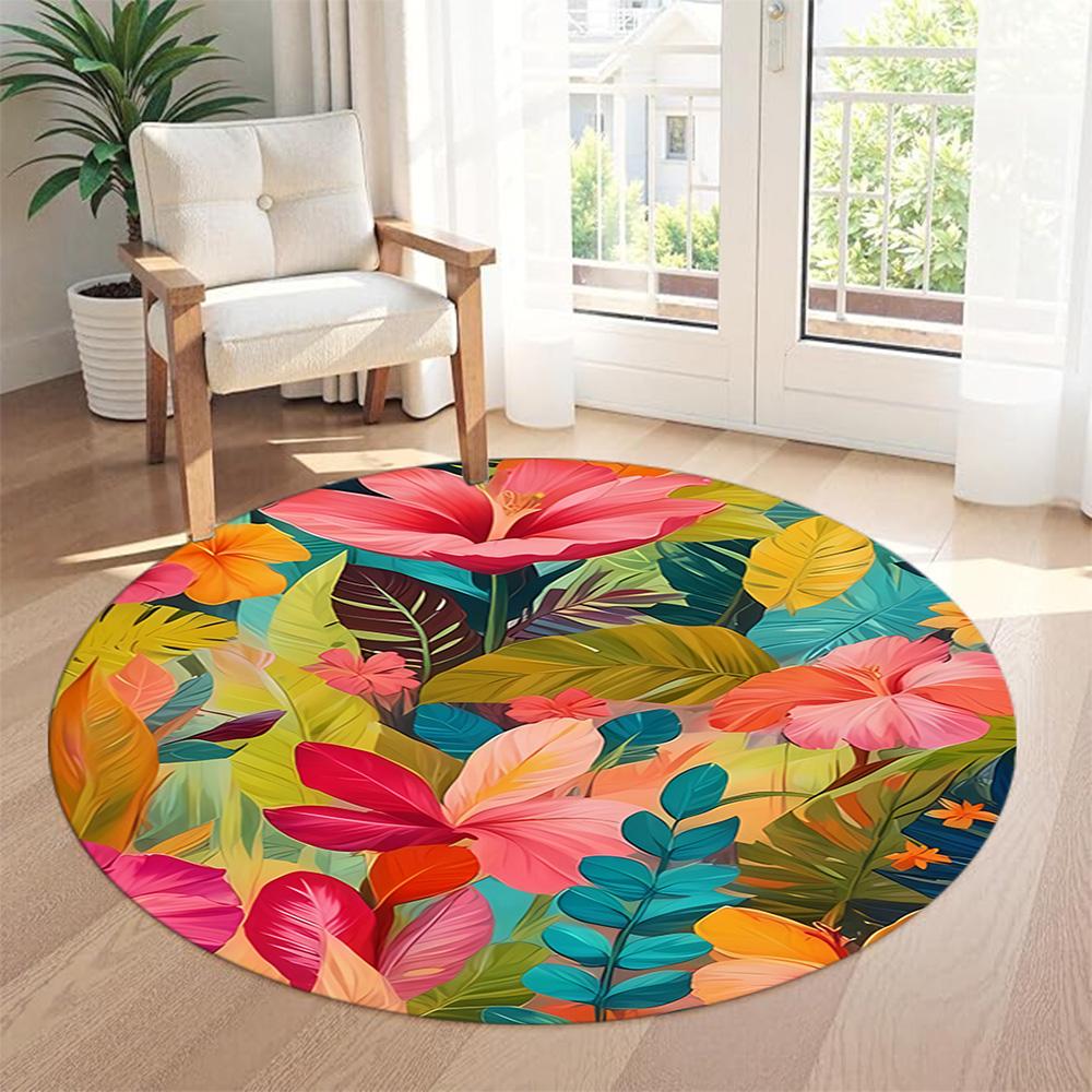 Flower Round Carpet Suitable for Study room Bedrooms Foyer Balcony Anti-slip Round Rug Office home decor Perfect Gift for Valentine’s Wedding Birthday