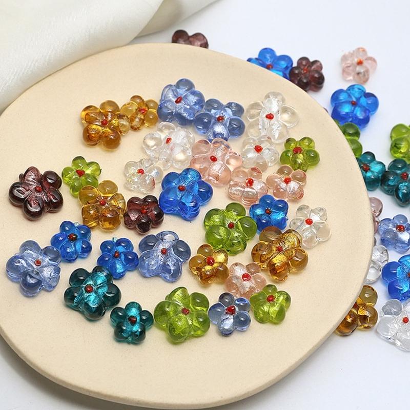 Popular Coloured Glaze Color Flower DIY Accessories Sweet Pendants DIY Handmade Bracelet Necklace Earrings Materials