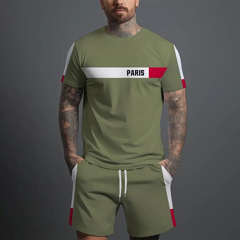 Новая мужская модная спортивная одежда, летняя повседневная одежда, мужская футболка с короткими рукавами и шорты, быстросохнущий базовый комплект из двух предметов