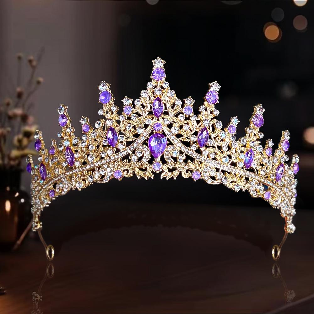 Bride Crown Wedding Dress Party Crown Birthday Performance Carnival Crystal Hair Accessory