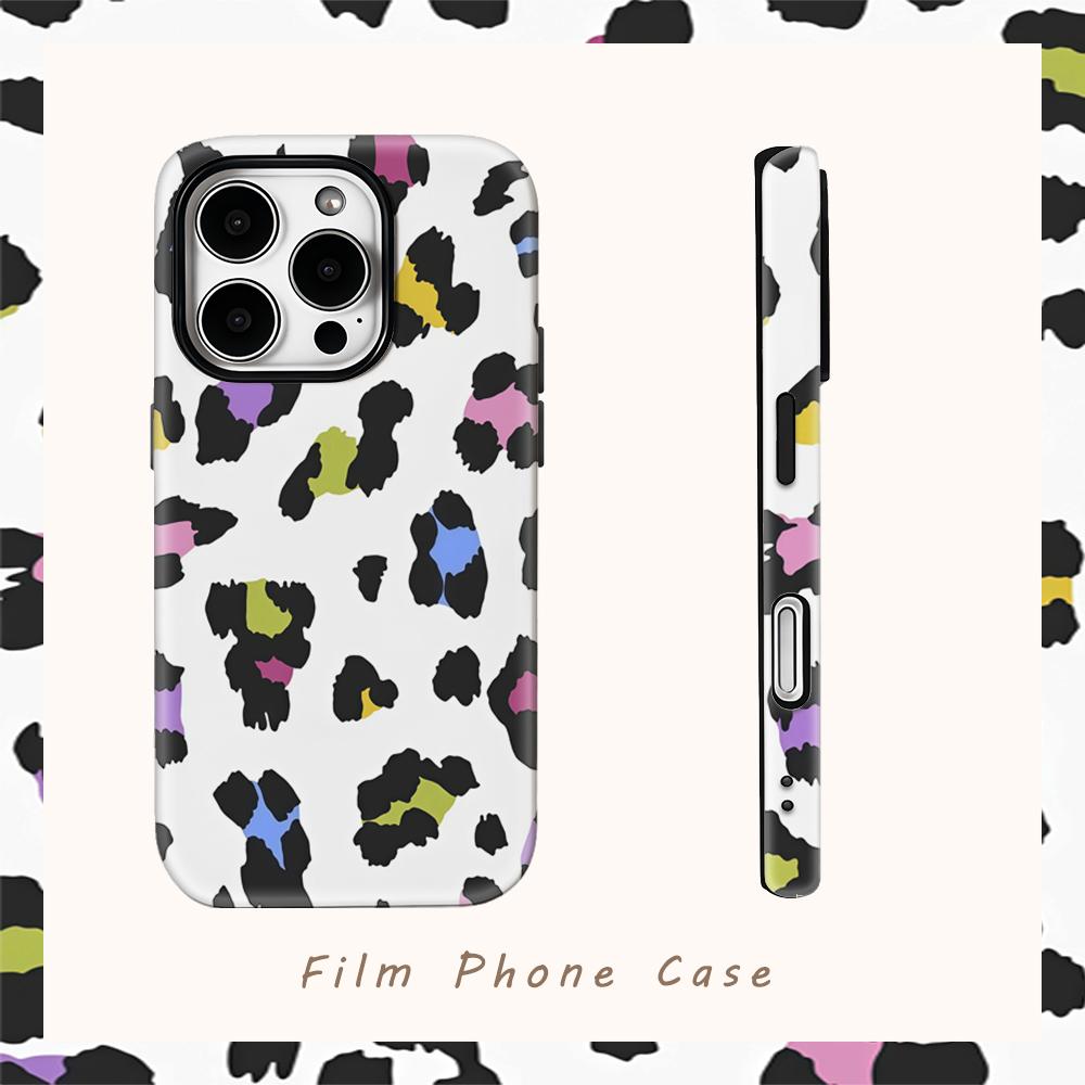 Colorful Leopard Spots Phone Case for IPhone 17AIR 16E 16 15 14 13 12 11 17 Pro Max Plus Double-layer Back Cover
