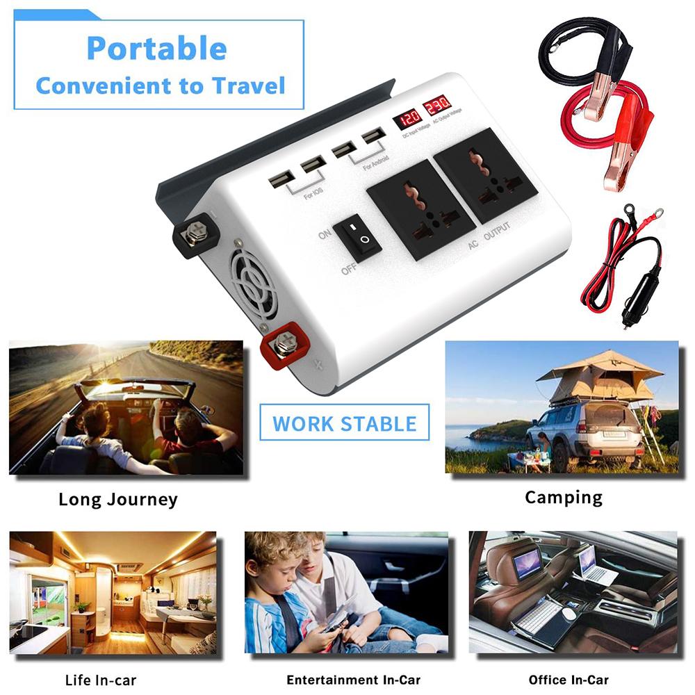 Инвертор мощности 300 Вт от 12 В постоянного тока до 110 В переменного тока, модифицированный синусоидальный преобразователь с солнечной панелью 36 Вт и током 30 А