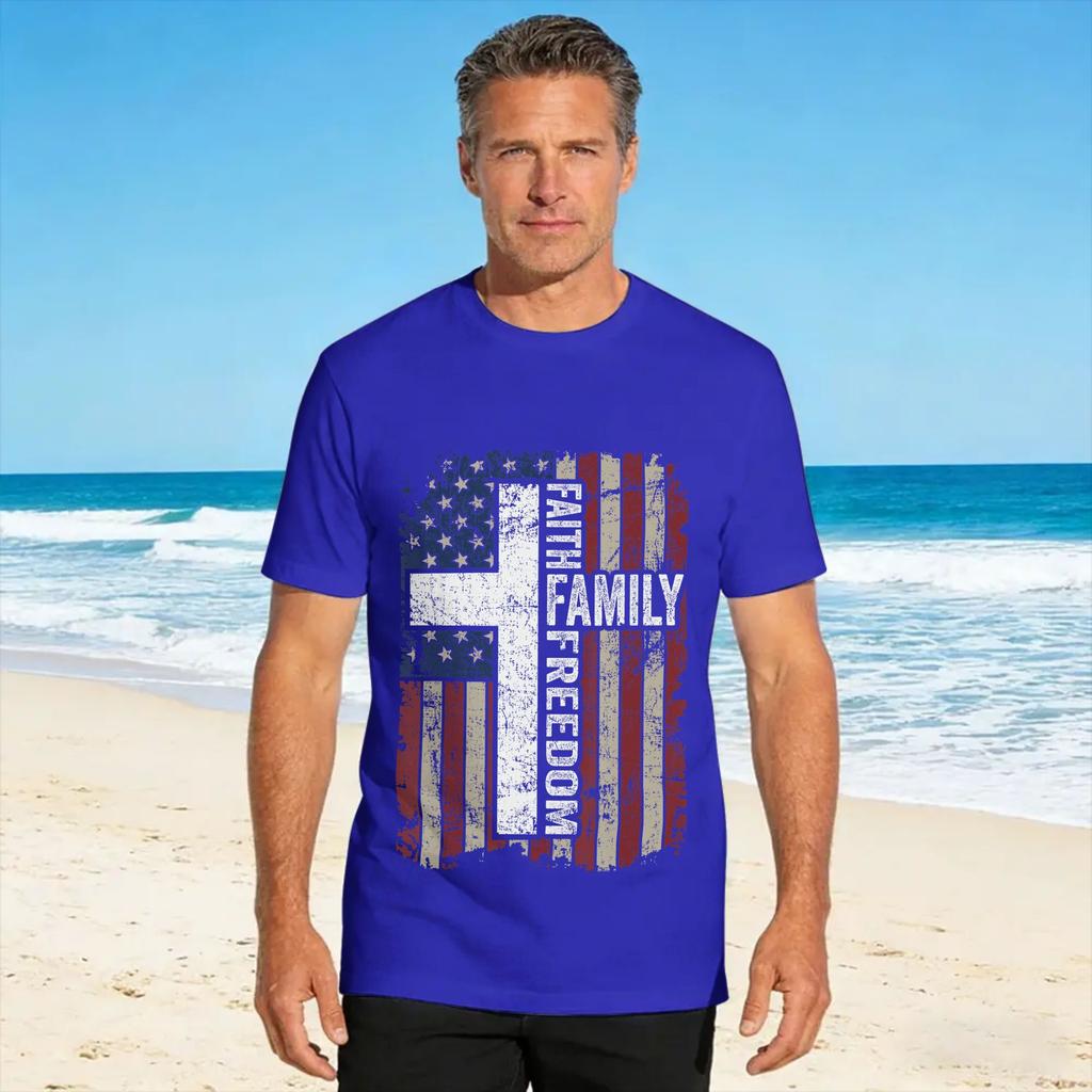 Unisexs T Shirt Faith Family Freedom Patriotic Tshirts Harajuku Summer Tee Shirt Y2k Funny Cotton Clothing Gift