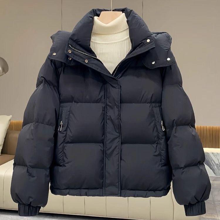 Petite 2025 Korean-Style Hooded Down Jacket - Short, Loose-Fit, Cotton-Padded for Winter