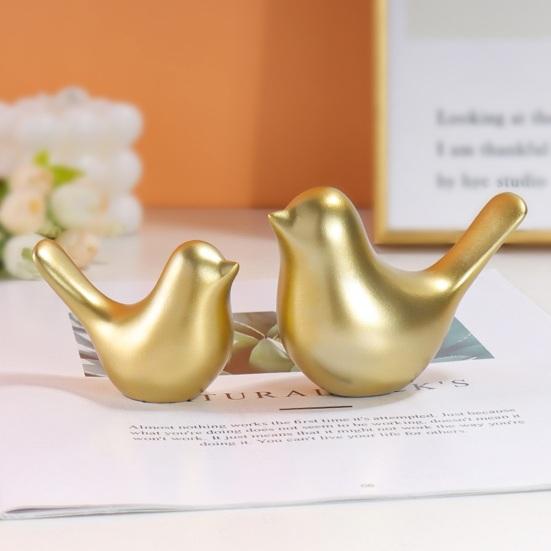 Golden Bird Figurine Nordic Style Adorable Smooth Animal Bird Statue Miniature Sculpture Desktop Decoration Party Supplies