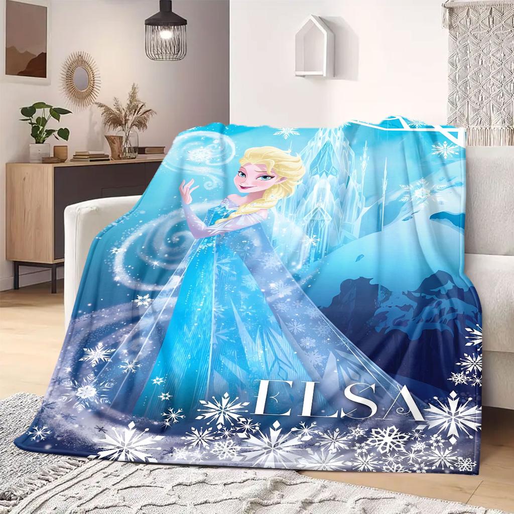 Frozen Cartoon Print Flannel Blanket for Bedrooms Chairs Picnics Travel Sofas Beds Home Decor Extra Large Gift