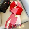 Winter Fashion British Pure Wool Scarf Women's Warm Long Thickened Fringed Scarf Couple Shawl Versatile