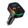 Автомобильный FM-передатчик Bluetooth 5.0 Handsfree с Type-C Dual USB 3.4A Быстрое зарядное устройство Окружающий свет Прикуриватель FM-модулятор