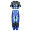 Kids Girls Hip Hop Jazz Dance Set Short Sleeve Number Graphic Hollow Out Mesh Crop Top with Shiny Cargo Pants for Stage Performance Competition