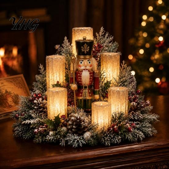 Indoor Seasonal Displays Christmas Lighted Centerpiece, Atmospheric Ornament with Warm Glow, USB Holiday Home Decor Powered Plastic Crafts for