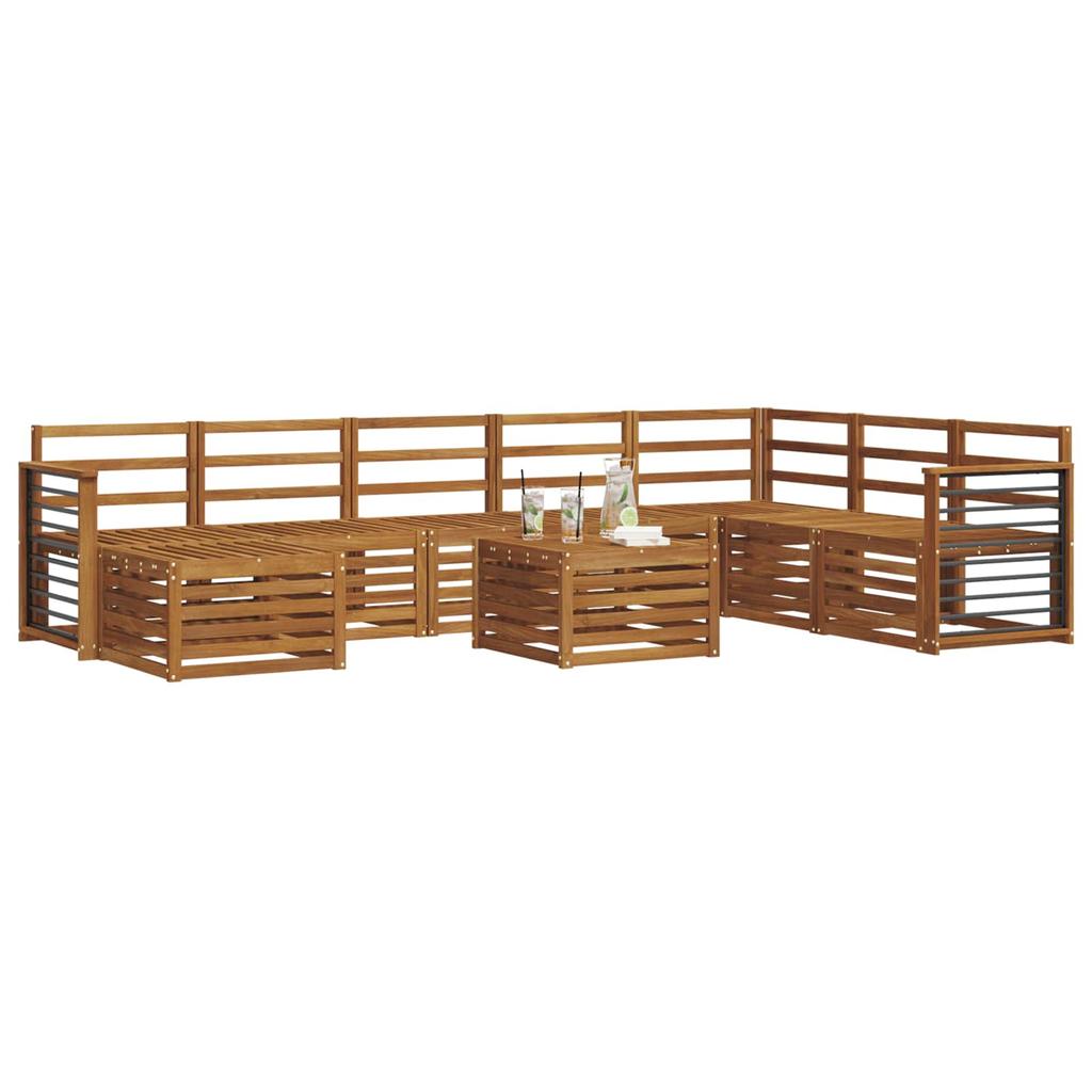 9 Piece Outdoor Corner Sofa Set Natural Solid Acacia Wood