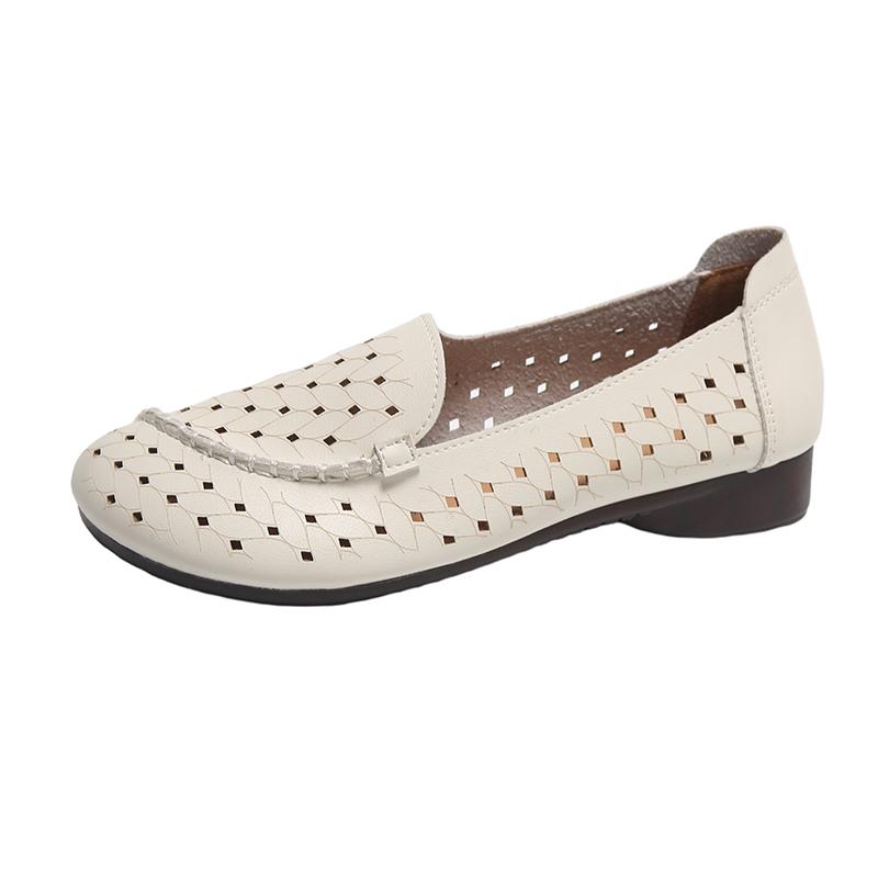 Модные мягкие женские перфорированные дышащие лоферы 2024 весна-лето из мягкой кожи, ортопедические дизайнерские туфли на плоской подошве с низким верхом, zapatillas