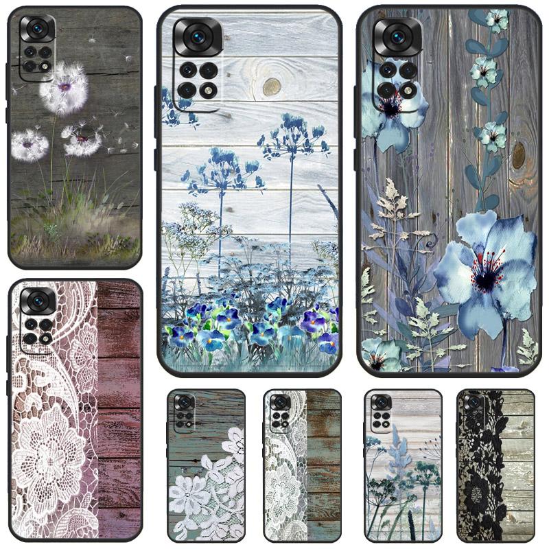 Western Rustic Barn Wood Lace Case For Xiaomi Redmi Note 12 11 8 9 10 13 Pro 12S 11S 10S 9S Redmi 13C 9C 10C 12C Cover