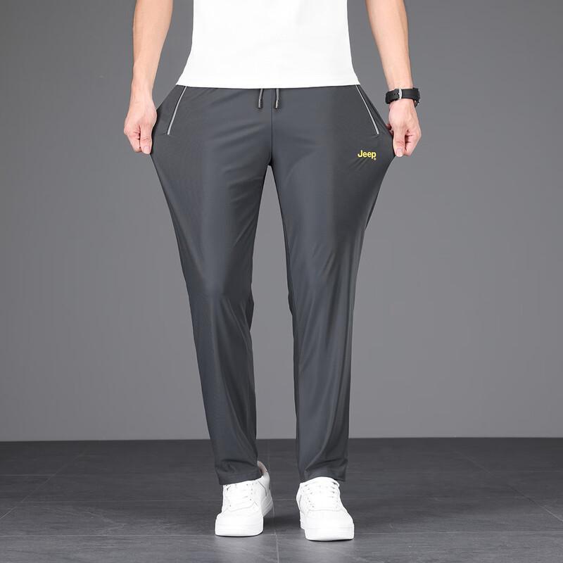 Jeep Мужские летние легкие дышащие брюки из ледяного шелка прямого кроя в стиле кэжуал