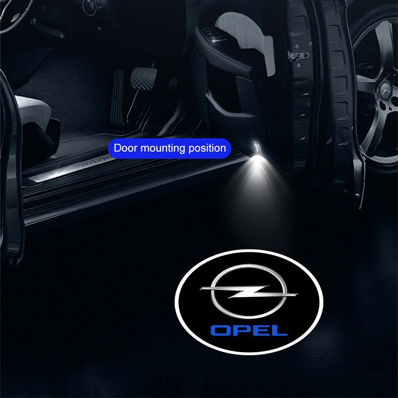 2 шт. Светодиодный логотип на дверь автомобиля, приветственный свет для Opel Corsa Insignia Vectra Zafira Meriva Mokka Grandland Vivaro Karl Rocks-e Astra New Energy