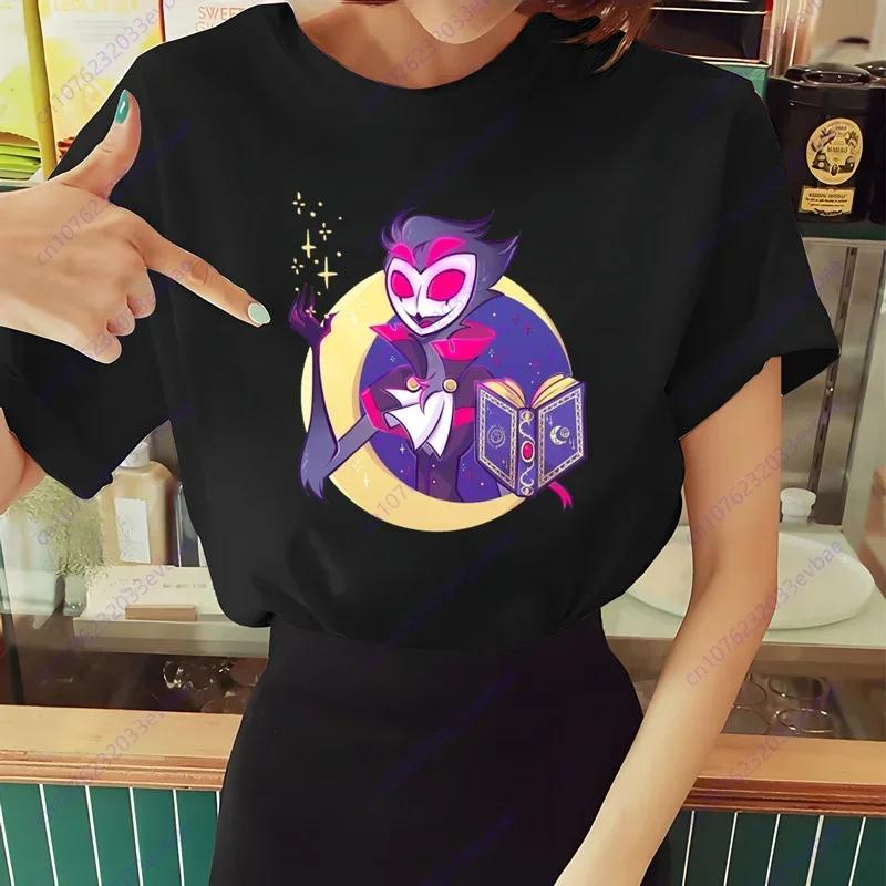 Женская футболка Helluva Boss Летняя футболка с коротким рукавом и принтом жевания Забавная футболка Харадзюку Топы Мужская футболка Уличная одежда